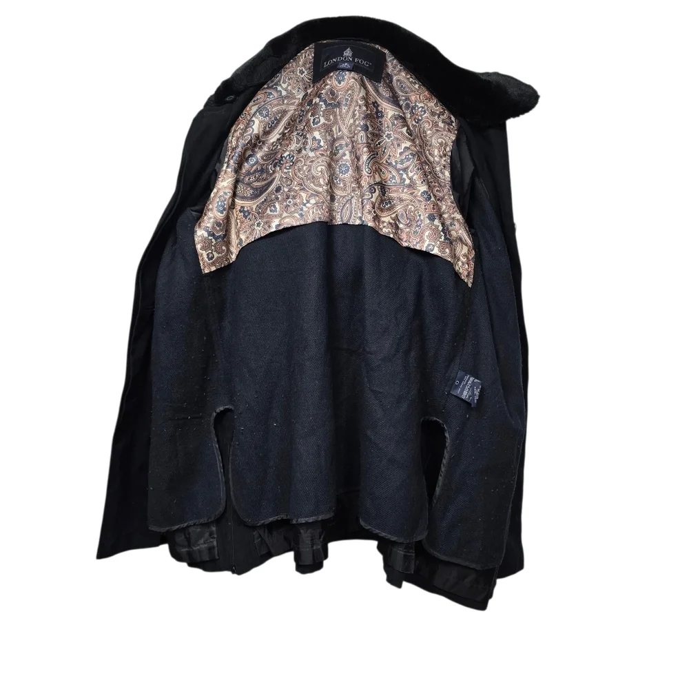 London Fog Black Removeable Lining Button Down Coat S Reg